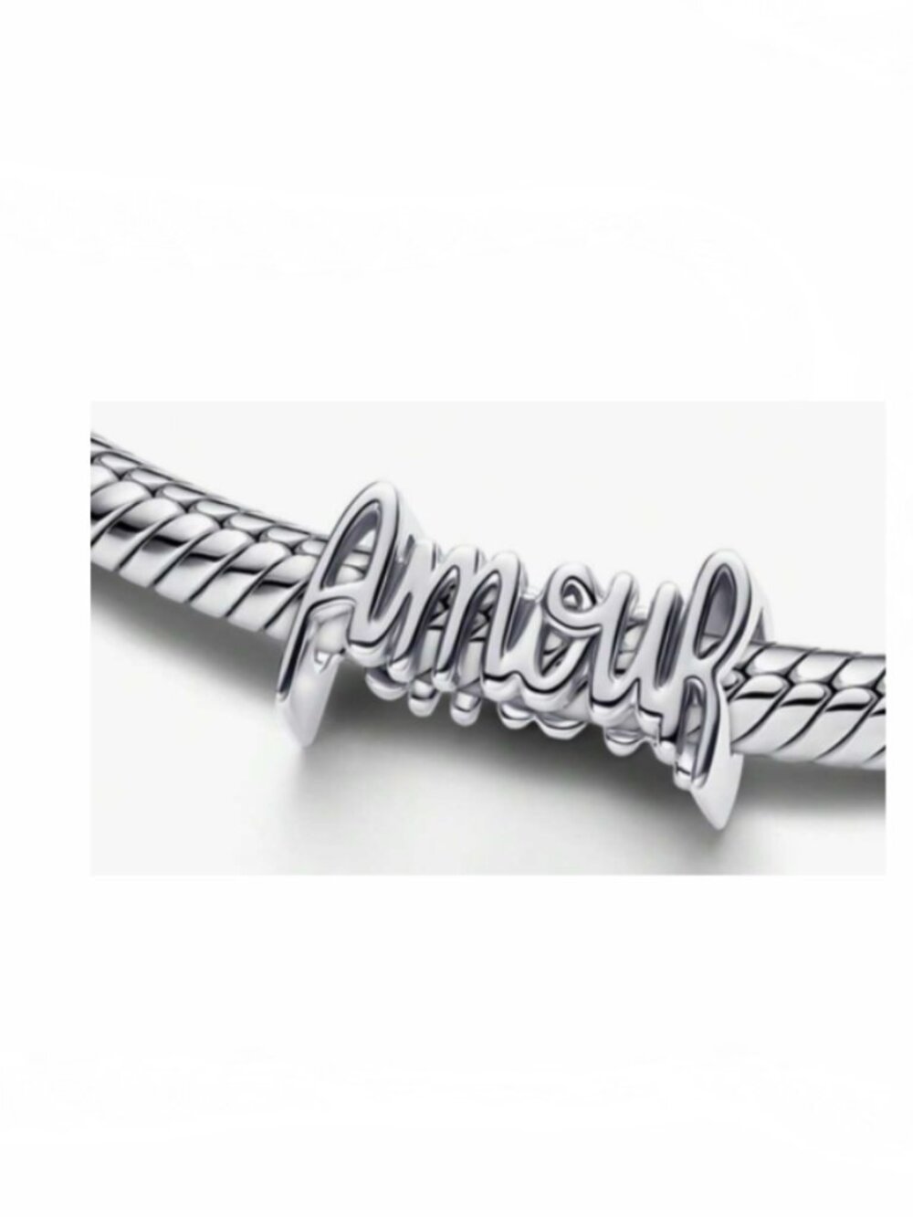New 3D Amour Word Silver Charm for Pandora type Bracelet